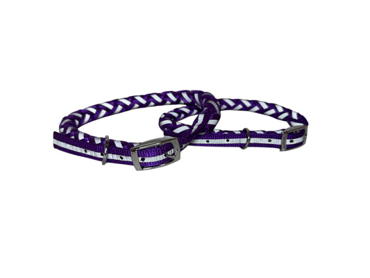 Gevlochten halsband paars