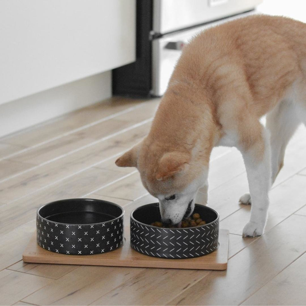 Ceramic & Bamboo Duo Bowl Black L